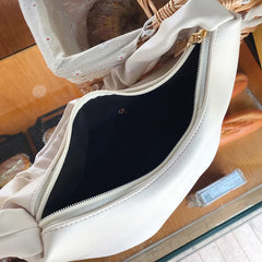 Women Shoulder Bag Soft PU Leather Half Moon Bag Yellow Tote