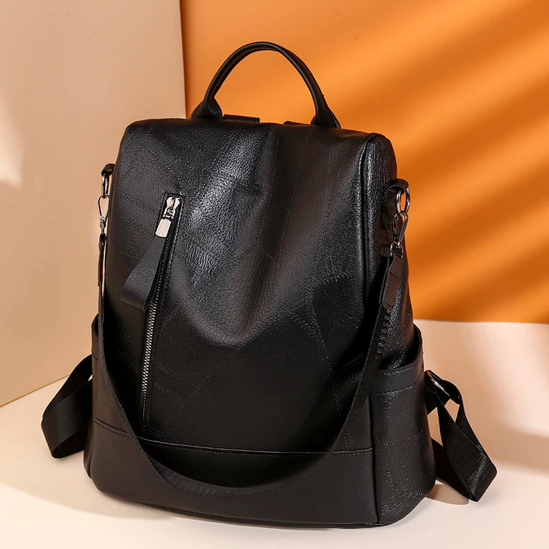 Vintage Leather Backpack School Bag for Girls
