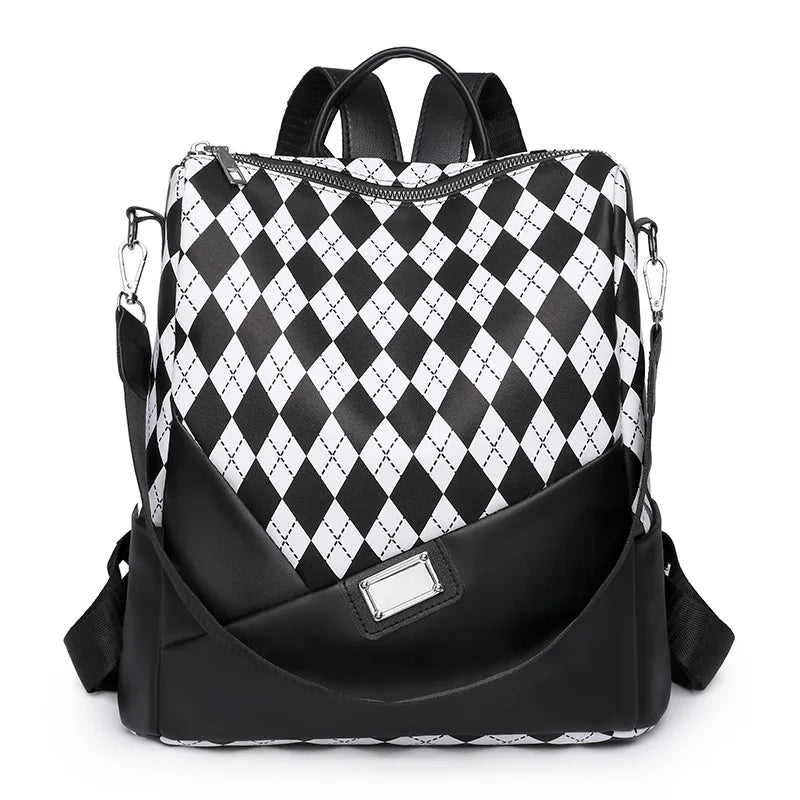 Women Zipper Backpack PU Leather Crossbody Bag
