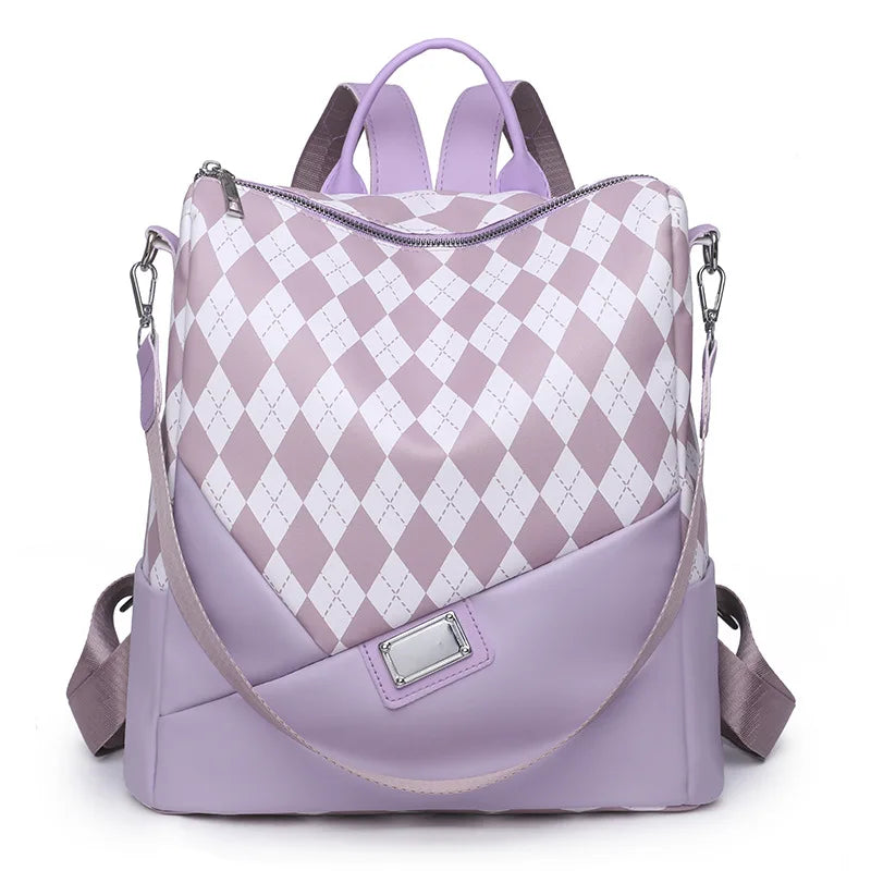 Women Zipper Backpack PU Leather Crossbody Bag