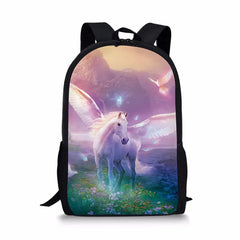 Forest Fantasy Horse Pattern Girls School Bags Multifunctional Book Backpack