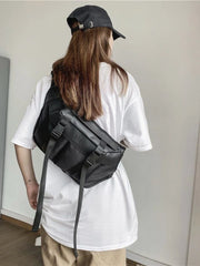 Men Chest Bag Pu Sports Large Capacity Shoulder Bag Boys Fanny Pack
