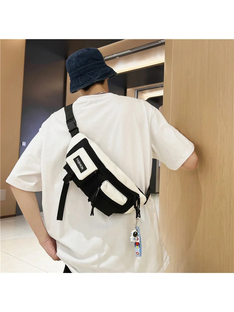Foufurieux Canvas Fanny Pack Waist Bag Casual Shoulder Crossbody Chest Bags