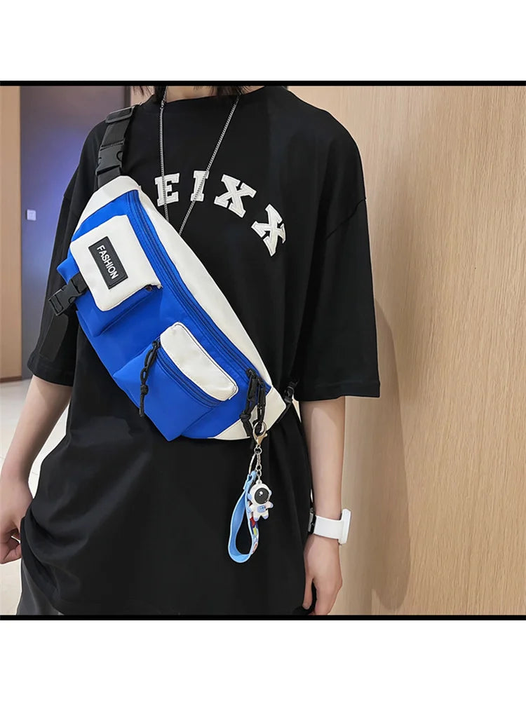 Foufurieux Canvas Fanny Pack Waist Bag Casual Shoulder Crossbody Chest Bags