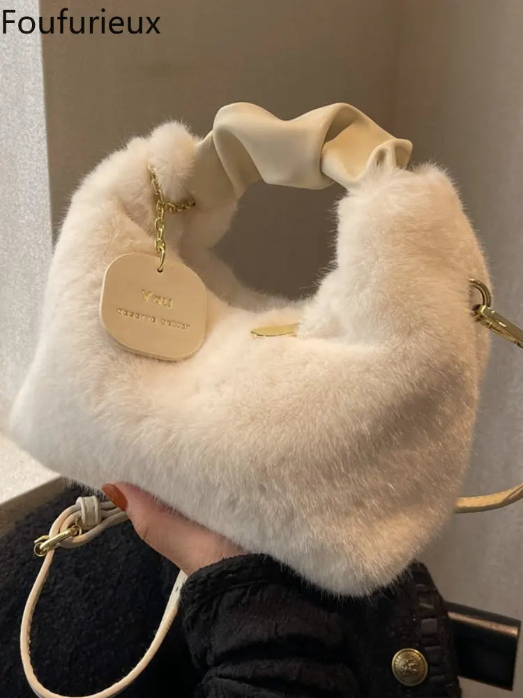 Foufurieux Winter Plush Tote Bag Shoulder Bag Wallets