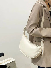 Foufurieux Half Moon Small PU Leather Zipper Crossbody Bags
