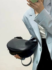 Foufurieux Half Moon Small PU Leather Zipper Crossbody Bags