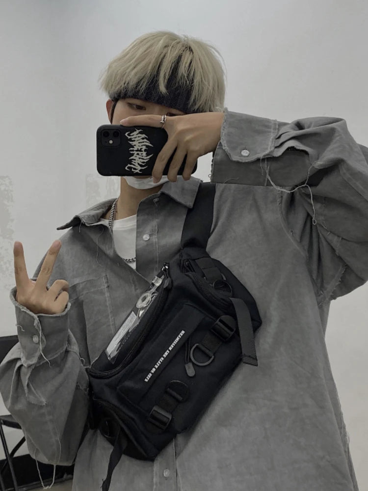 Foufurieux Harajuku Canvas Sling Bag Gothic Crossbody Bag