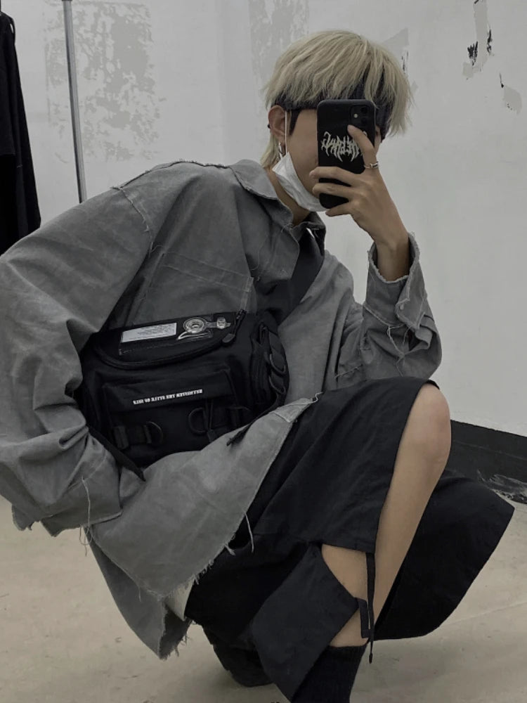 Foufurieux Harajuku Canvas Sling Bag Gothic Crossbody Bag