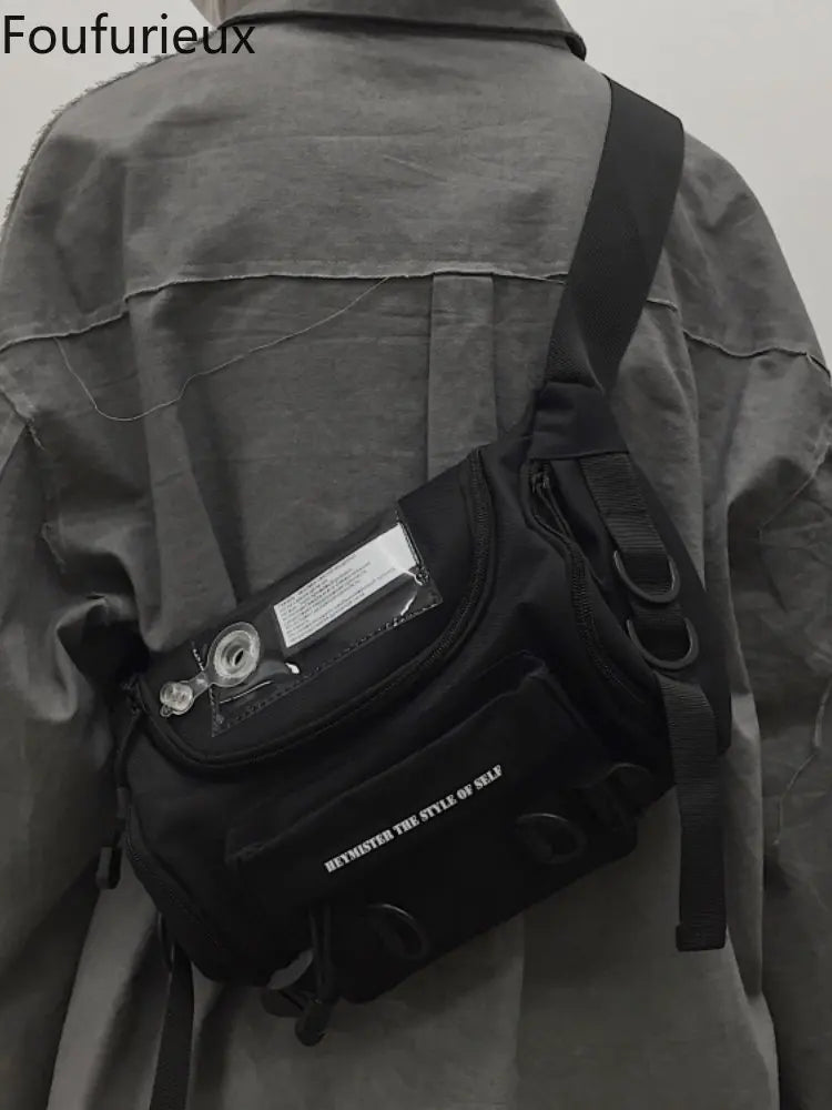 Foufurieux Harajuku Canvas Sling Bag Gothic Crossbody Bag