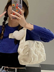 Foufurieux Women Bag Nylon Bucket Sweet Solid Zipper Shoulder Bag Handbag Purse