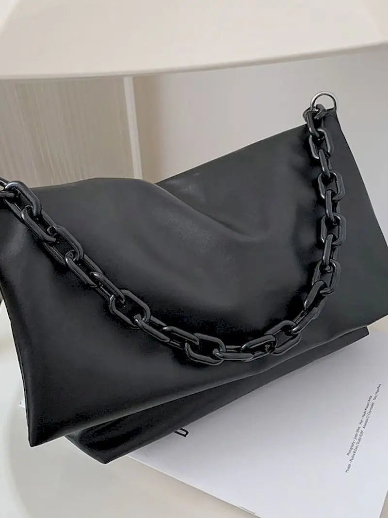 Foufurieux Women Crossbody Bag Chains Small Shoulder Bags Soft PU Leather Clutch