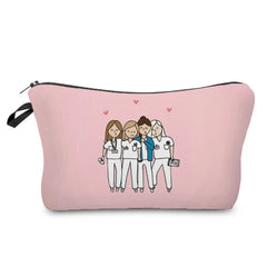 Nurse Cartoon Printed Cosmetics Bag Storage Pencil Box Travel Women's Bag