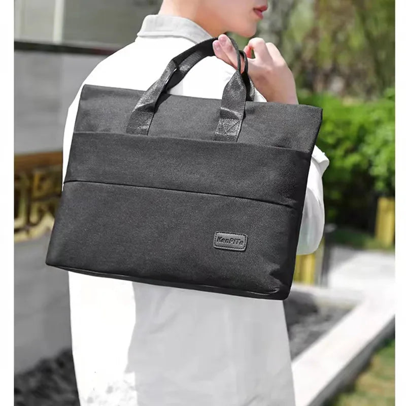Four Seasons Unisex Solid Briefcase, Zipper Multifunctional Handbag