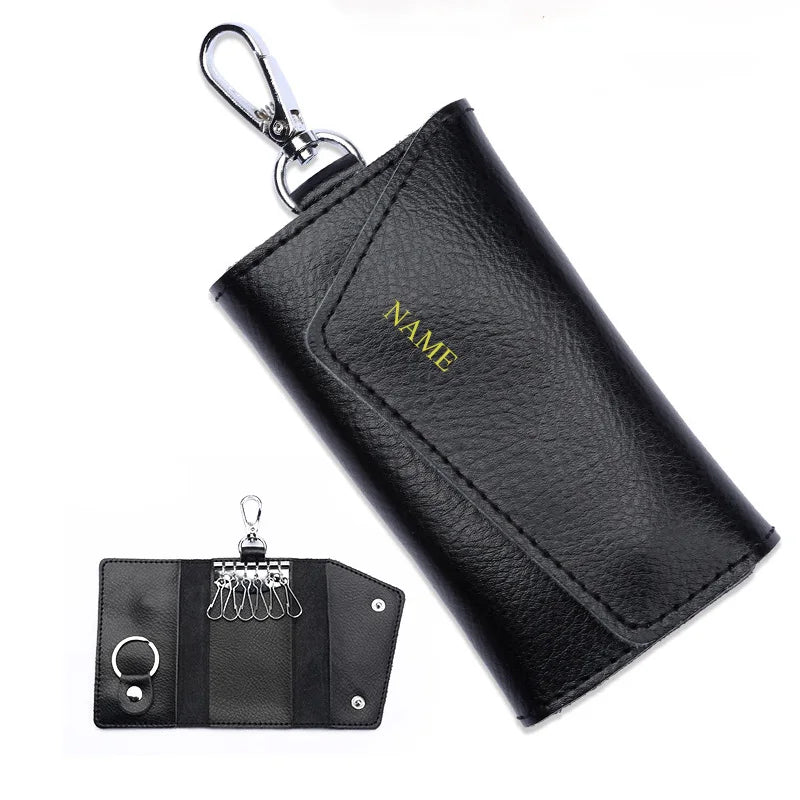 Leather Car Key Bag Holder for Men Women, Keychain Gift Keyring