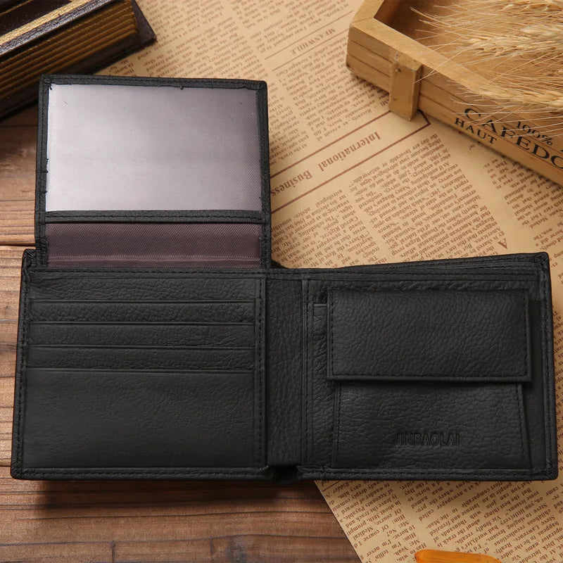 Premium Real Cowhide Men Wallet Short Wallet Portefeuille Homme
