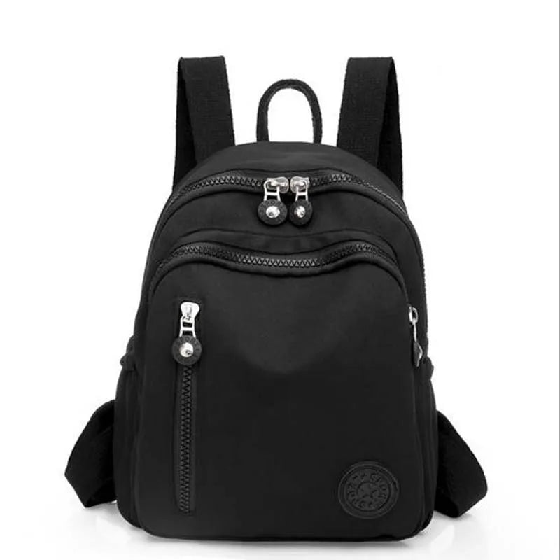 Nylon Backpack Women's Casual Double Zipper Shoulder Bags