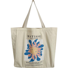 French Arts Matisse Flower Print Shoulder Bag Zipper Handbag
