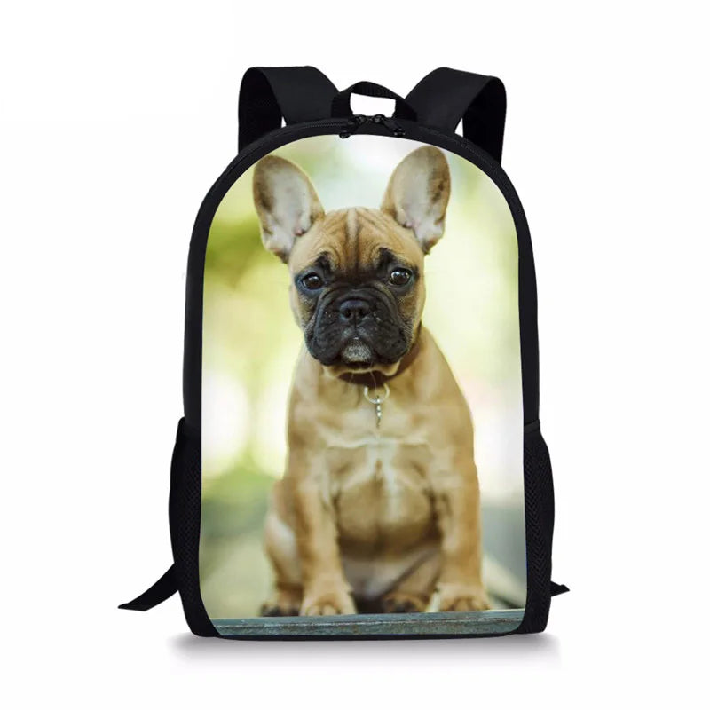 French Bulldog 3D Print School Bag for Kids Women