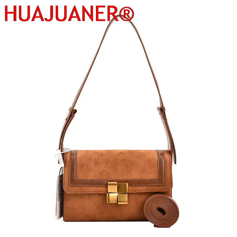 French Women Shoulder Handbag - Nubuck Leather Messenger