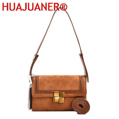 French Women Shoulder Handbag - Nubuck Leather Messenger