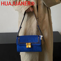 French Women Shoulder Handbag - Nubuck Leather Messenger