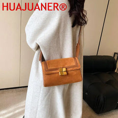French Women Shoulder Handbag - Nubuck Leather Messenger
