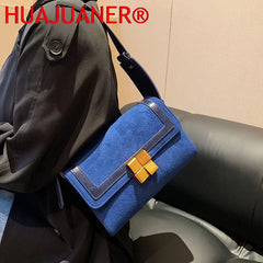 French Women Shoulder Handbag - Nubuck Leather Messenger