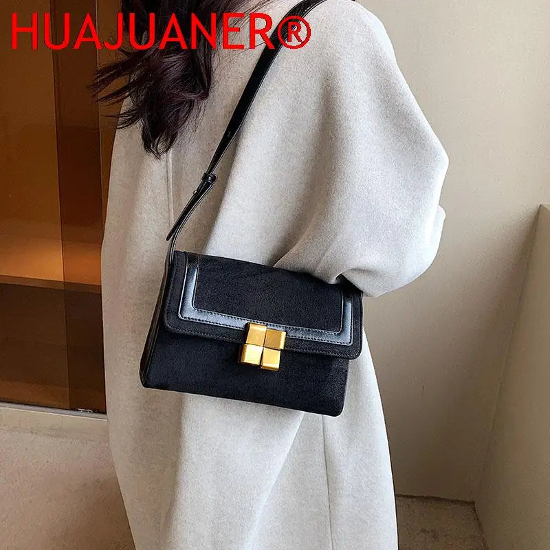 French Women Shoulder Handbag - Nubuck Leather Messenger