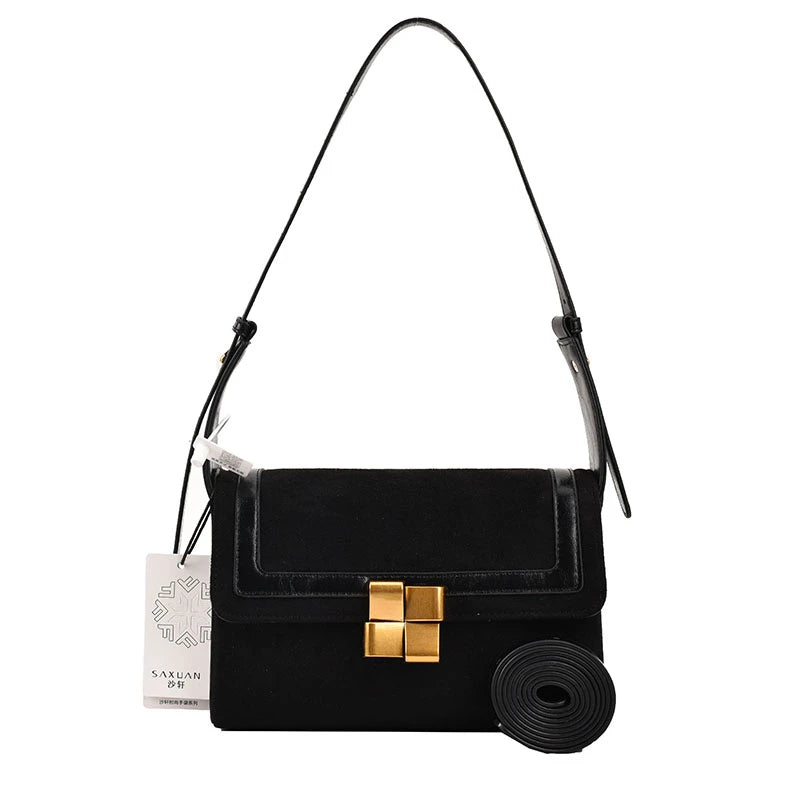French Women Shoulder Handbag - Nubuck Leather Messenger