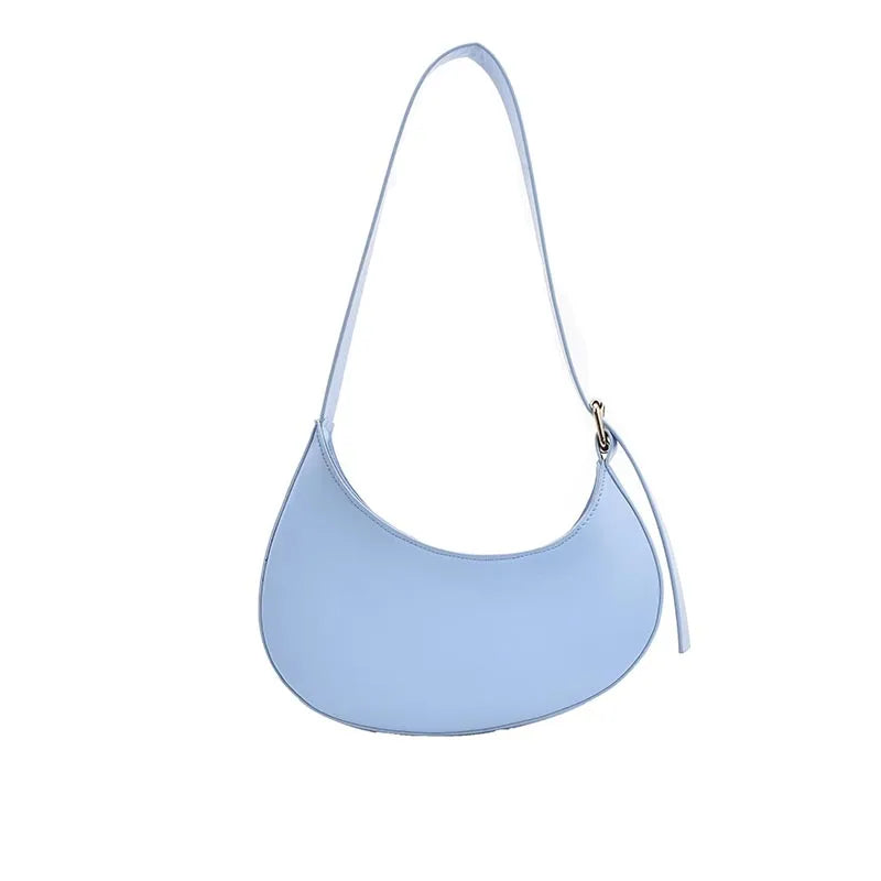 French Style Leather Shoulder Bag Crescent Armpit Small Handbags For Women