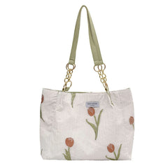 French Style Tulip Flowers Shoulder Bag for Daily Commute