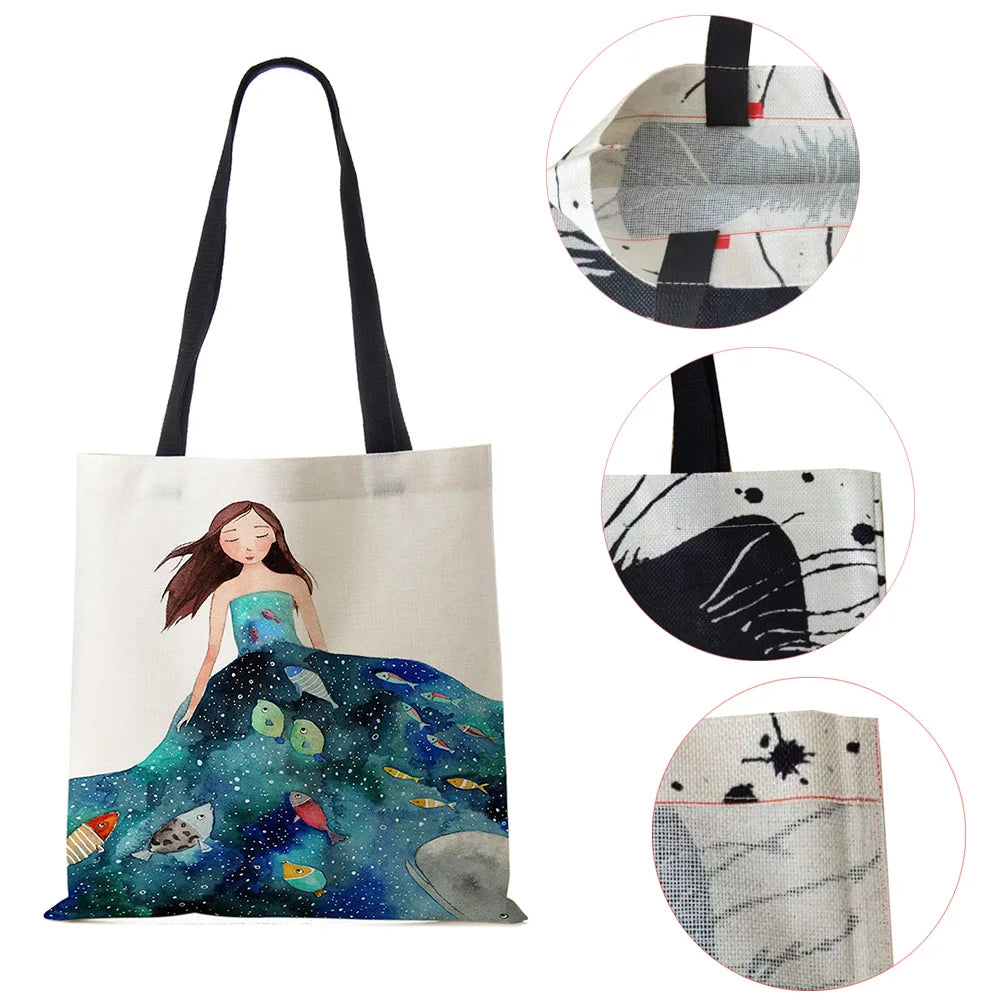Whale Sea Series Shoulder Bag Women Handbags Large Capacity Totes