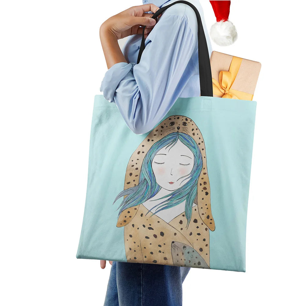 Whale Sea Series Shoulder Bag Women Handbags Large Capacity Totes