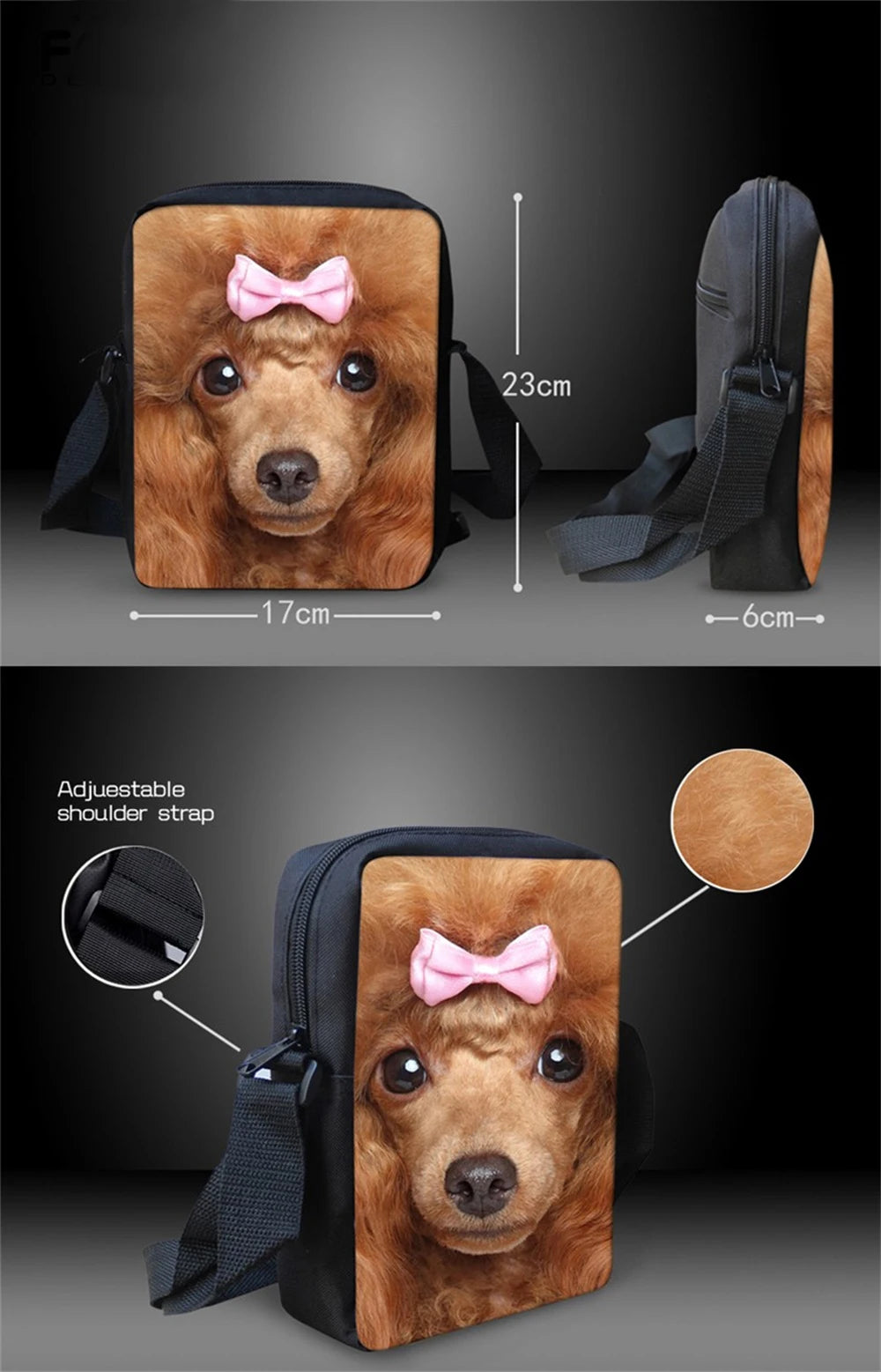 3D Puppy Pug Dog Mini Crossbody Bag for Kids Women