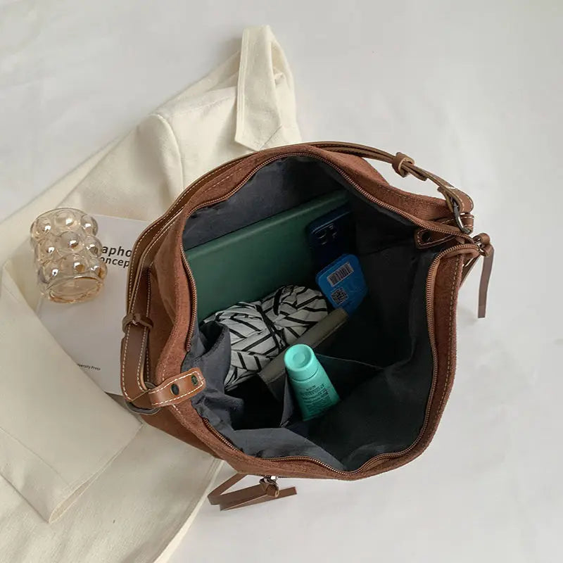 Frosted PU Leather Women's Handbags Purses Zipper Bags Vintage Bag