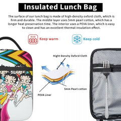 Betty Boops Animation Insulated Lunch Tote Bag Portable Thermal Cooler Food Box