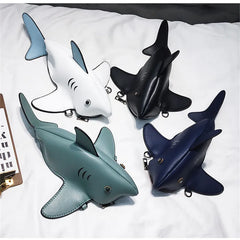 Cartoon Shark Shape Women Shoulder Bag PU Leather Phone Crossbody Bag