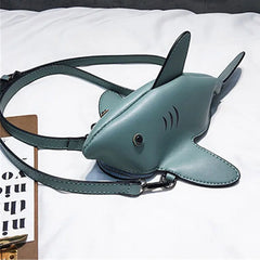 Cartoon Shark Shape Women Shoulder Bag PU Leather Phone Crossbody Bag