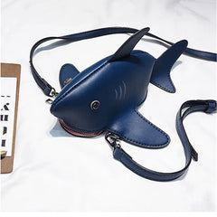 Cartoon Shark Shape Women Shoulder Bag PU Leather Phone Crossbody Bag