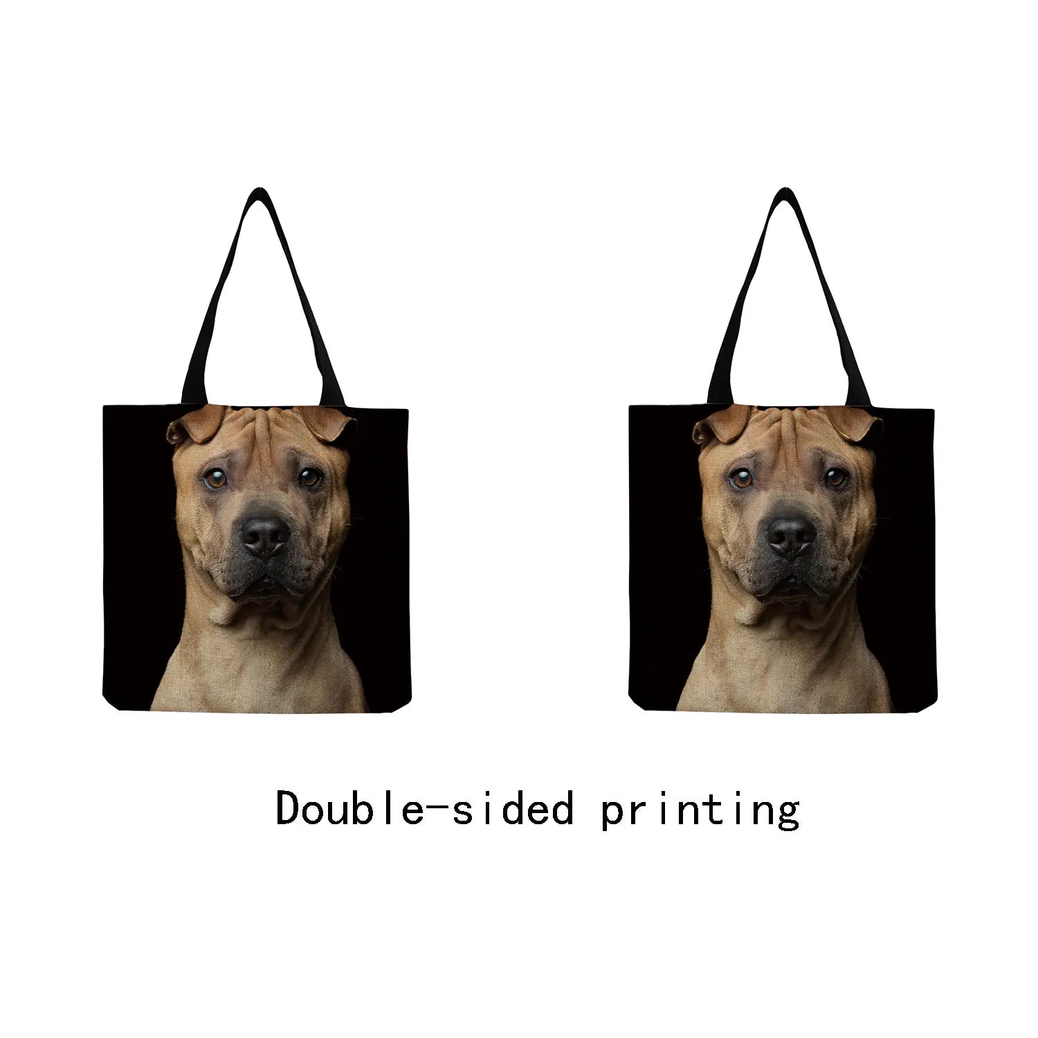 Funny Cat And Dog Print Tote Bag Eco Friendly Portable Shopper Bag