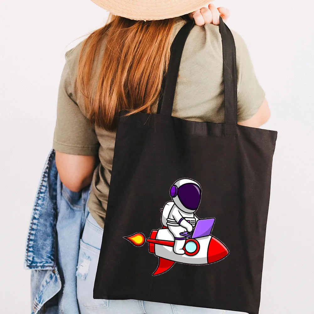 Funny Corn Astronaut Cartoon Shark Lamp Hand Love Rocket Women Harajuku Shopper