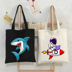 Funny Corn Astronaut Cartoon Shark Lamp Hand Love Rocket Women Harajuku Shopper