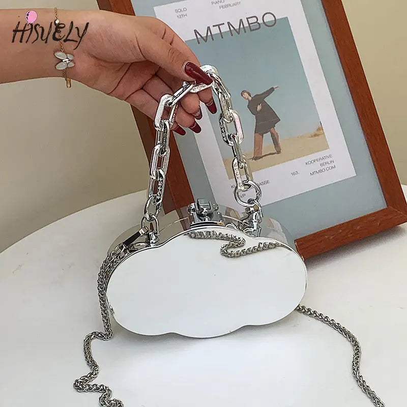 Funny Cloud Crossbody Bag Silver Handbag Purse Clutch Bag