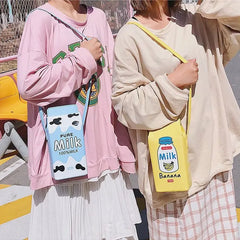 Funny Fruit Shoulder Bag Cartoon Strawberry Banana Purse Handbag
