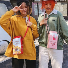 Funny Fruit Shoulder Bag Cartoon Strawberry Banana Purse Handbag