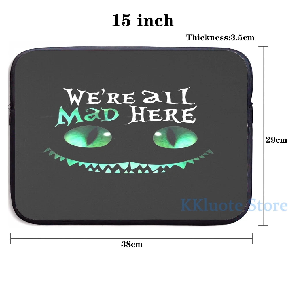 Cheshire Alice Cat Mad Here USB Charge Backpack School Travel bag
