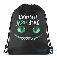 Cheshire Alice Cat Mad Here USB Charge Backpack School Travel bag