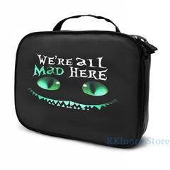 Cheshire Alice Cat Mad Here USB Charge Backpack School Travel bag