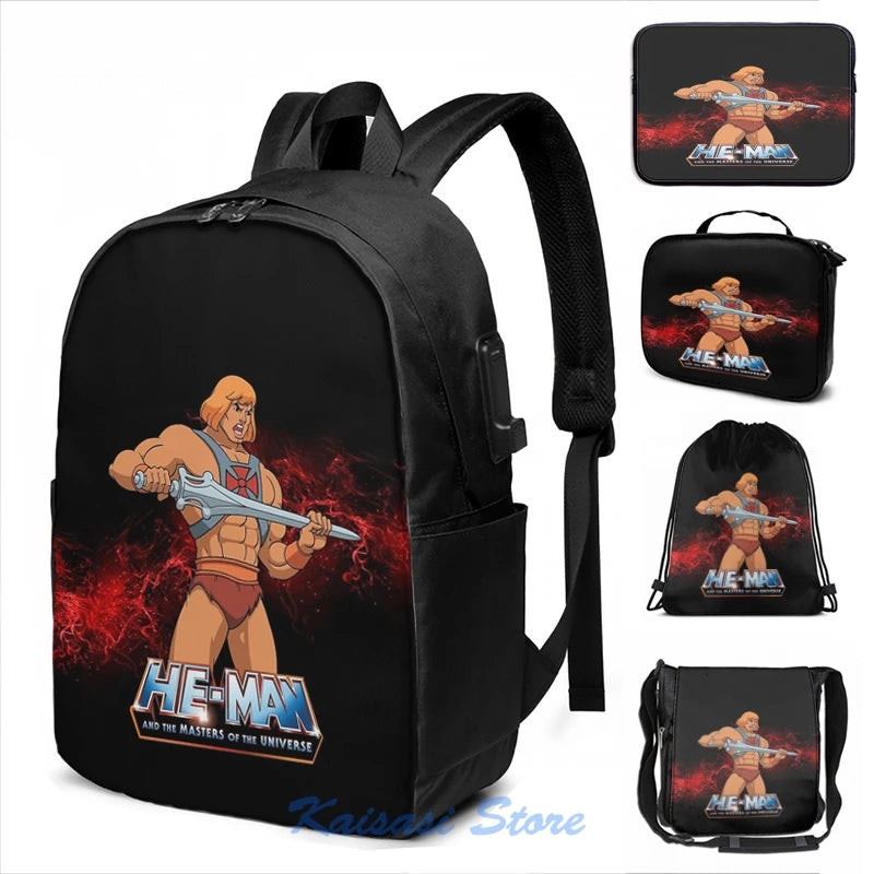 He Man Masters of the Universe USB Charge Backpack School Bag